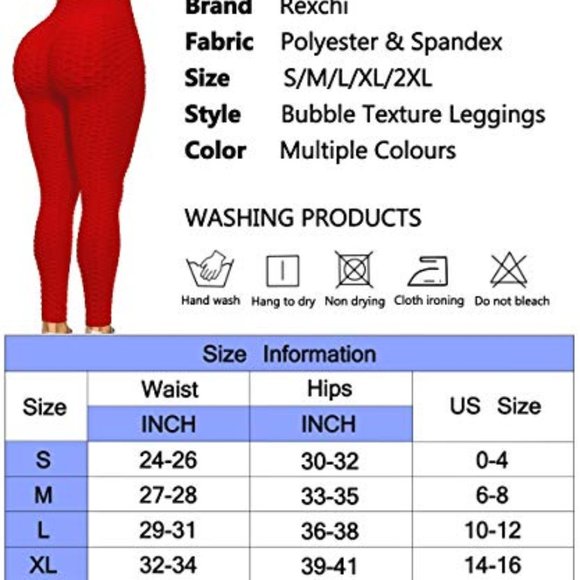 Red butt lift textured leggings - Picture 5 of 5